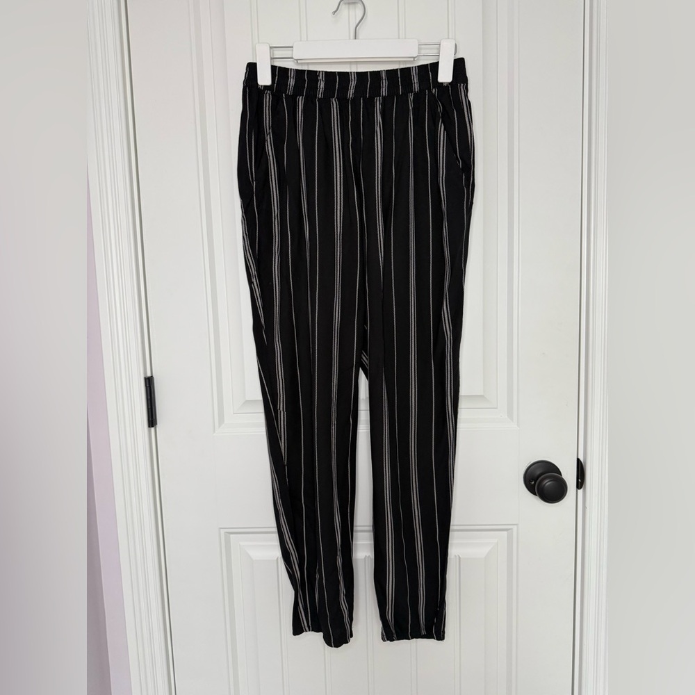 Divided Black and White Striped Cotton Pants